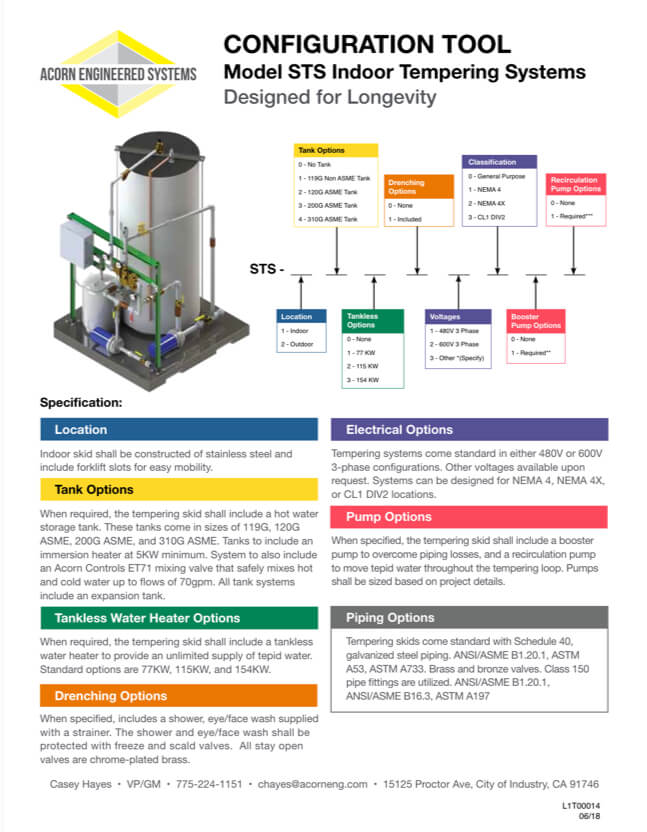 Acorn Engineered Systems Indoor Tempering System Configurator